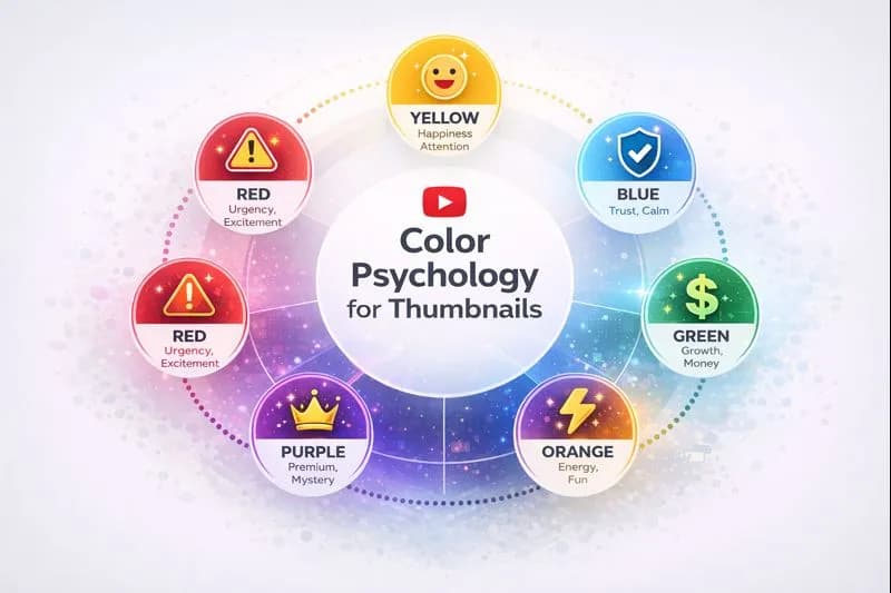 Color psychology infographic for YouTube thumbnails