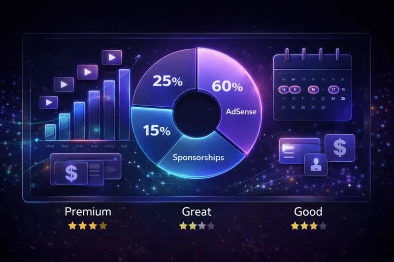 Sample YouTube creator media kit layout with audience stats and sponsorship packages